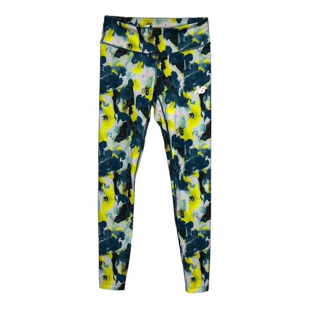 New Balance Printed Accelerate Tight Yellow Teal White Pattern Ankle Length